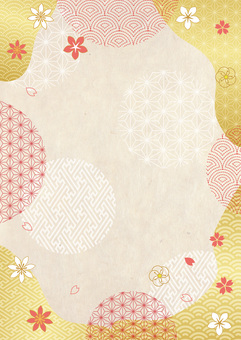 和柄と和紙背景4215 和柄,年賀状,新春,和紙,背景,壁紙,金,金箔,装飾,模様のイラスト素材