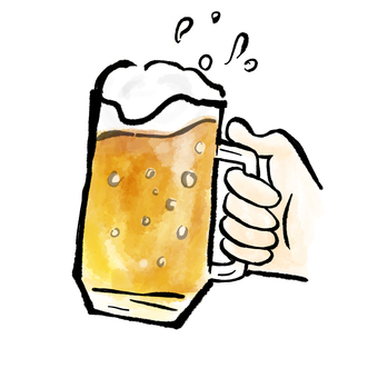 生ビール　乾杯　ジョッキ ビール,生ビール,ジョッキ,筆,乾杯,アルコール,手書き,ドリンク,飲み放題,飲み会のイラスト素材
