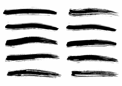 筆タッチの線の素材  筆タッチ,筆線,かすれ,黒,流れ,年賀状素材,手描き,勢い,和風,和デザインのイラスト素材