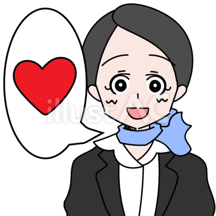 スカーフ女性　吹き出しハート 好意,ハート,秘書のイラスト素材