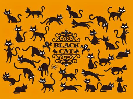 黒猫のベクターイラスト素材 猫,動物,フレーム,飾り罫,正面,ベクター,真横,後ろ姿,走り,ジャンプのイラスト素材