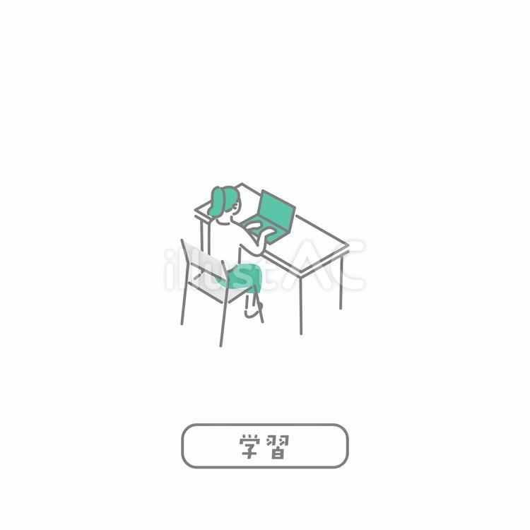 学習　先生のためのイラスト 人物,pc,パソコンのイラスト素材