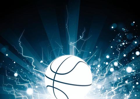 青色のかっこいい雷とバスケットボール スポーツ,バスケットボール,稲妻,雷,光,パーティクル,青色,背景のイラスト素材