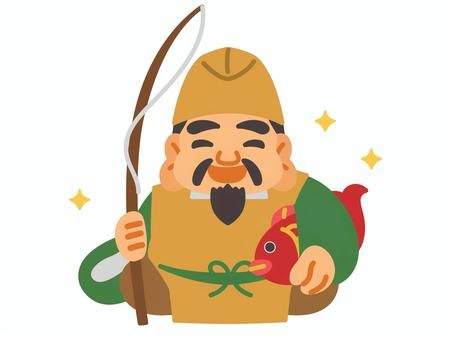 恵比寿  恵比寿天,恵比寿,鯛,七福神,神様,人,福の神,縁起,福,幸運のイラスト素材