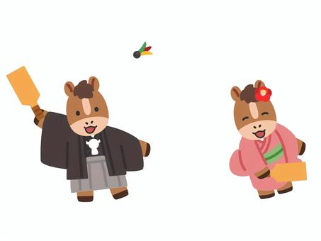 羽付きをする干支の午