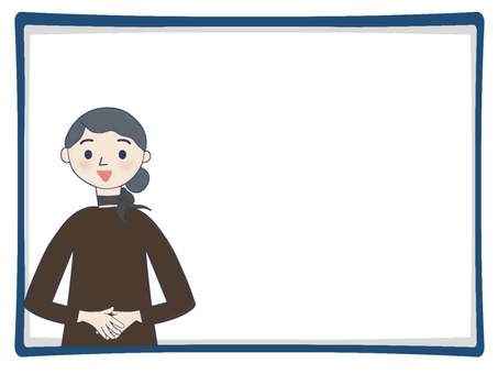 感謝のうけつけスタッフ枠(紺) 受付,受付スタッフ,ビジネス,オフィス,案内,女性,制服,スカーフ,サービス業,接客のイラスト素材