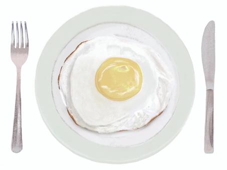 Fried egg (completely baked, with tableware), JPG and PNG Fried egg (completely baked, with tableware), , JPG and PNG