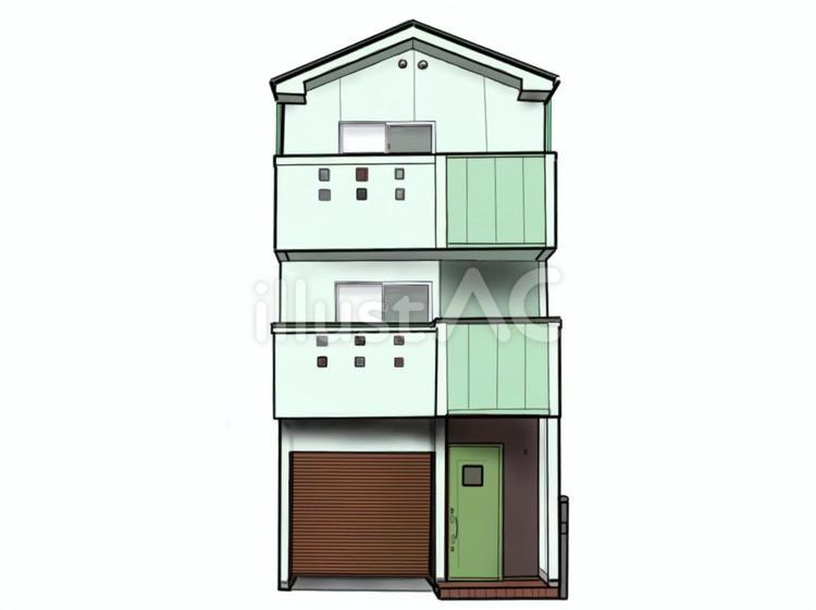 一軒家　グリーン 一軒家,家,住宅のイラスト素材