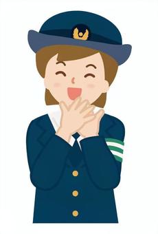 喜んでいる婦人警官_上半身1 女性,婦人警官,女,人物,喜ぶ,ニコニコ,明るい,感情,若い,長袖のイラスト素材