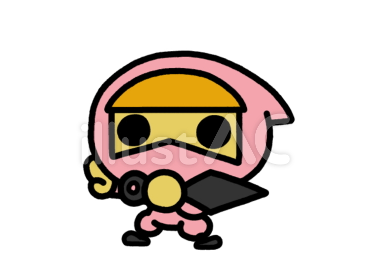 クナイを持つ忍者　桃 忍者,ニンジャ,にんじゃのイラスト素材