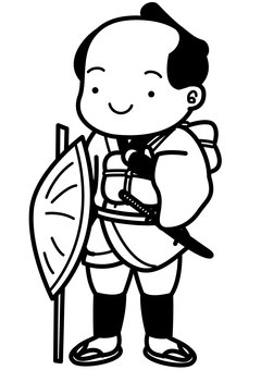旅支度男性-1c 旅支度,旅装,旅,男性,時代劇,江戸時代,着物,股引き,笠,杖のイラスト素材