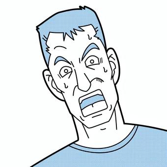 漫画風　驚いている男性 人物,漫画,漫画風,コミック,コミック風,線画,手書き,男性,男,驚きのイラスト素材