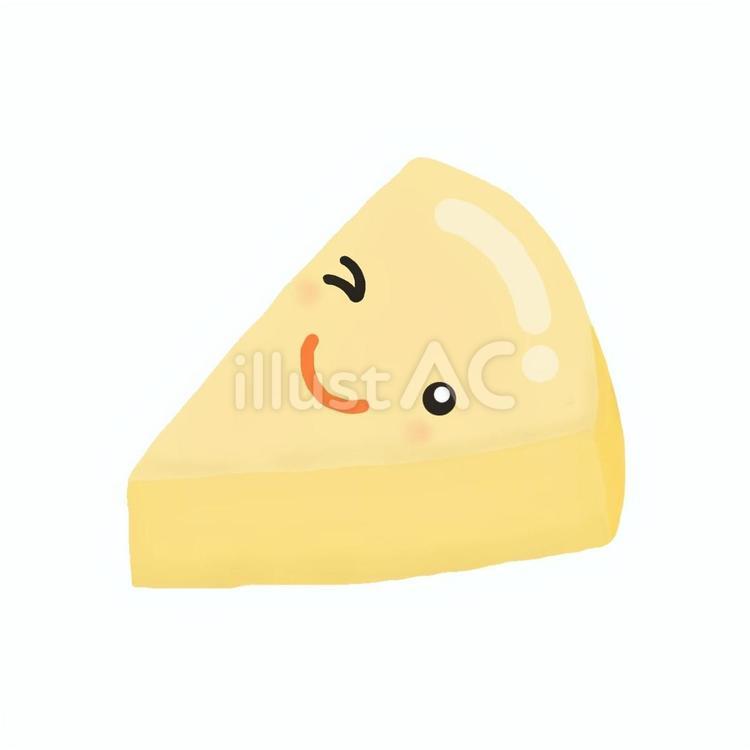 ウインクしてる三角形のチーズ(主線なし) チーズ,プロセスチーズ,６pチーズのイラスト素材