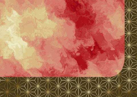 赤と金の和風背景マーブルコーナー 背景,コーナー,枠,抽象,赤,オレンジ,金,ゴールド,ブラウン,和柄のイラスト素材