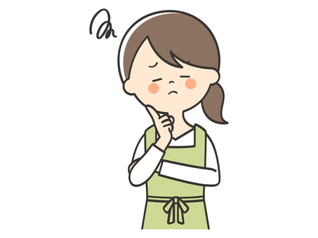 悩むエプロンの女性 困る,悩む,考える,疲れる,主婦,女性,エプロン,母,お母さん,家政婦のイラスト素材