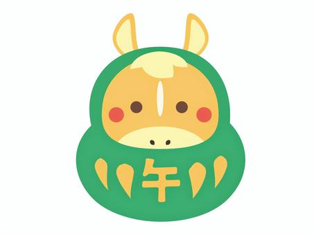 午だるまのアイコン/みどり アイコン,午,だるま,年賀状,午年,馬年,2026,2026年,happynewyear,あけましておめでとうのイラスト素材