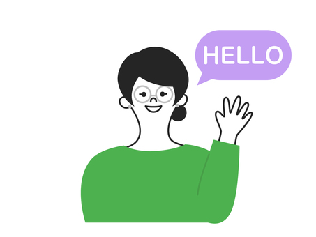 黒髪の眼鏡女子 HELLO ふきだし有 黒髪の眼鏡女子 HELLO ふきだし有 人,女,眼鏡,ビジネス,緑,hello,挨拶,やぁ,こんにちは,どうものイラスト素材