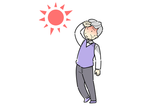 太陽によろけるおじいさん 太陽によろけるおじいさん 全身,おじいさん,暑い,老人,高齢者,祖父,シニア,年寄り,白髪,高齢のイラスト素材