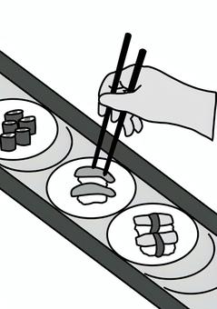 迷惑行為を回転寿司の上で 白黒 迷惑行為を回転寿司の上で 白黒 箸,迷惑行為,回転寿司,トラブル,白黒のイラスト素材