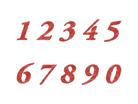 数字（手書き風）02-02 数字,ナンバー,番号,赤,手書き風,セット,アイコンのイラスト素材