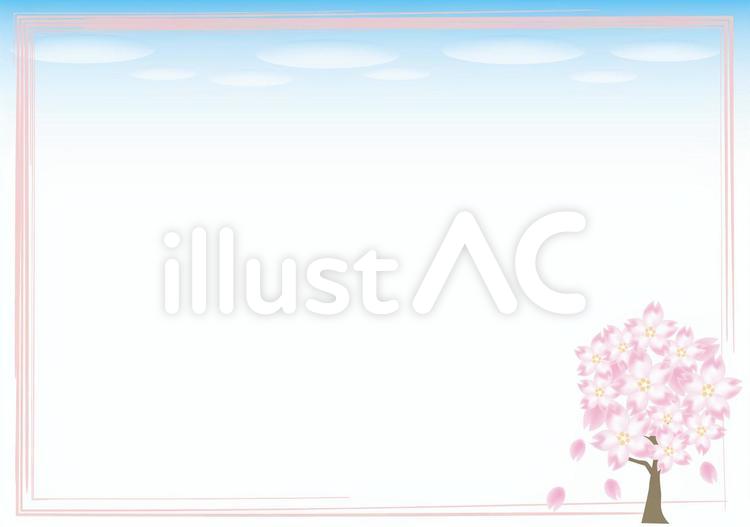 桜フレーム・横B 四月,ソメイヨシノ,桜まつりのイラスト素材
