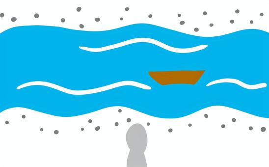 三途の川 三途の川,死後,ボート,船,川,流れる,幽霊,霊,小石,砂利のイラスト素材
