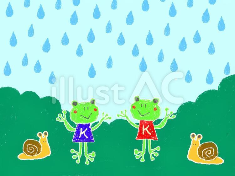 梅雨とカエル カエル,蛙,かえるのイラスト素材