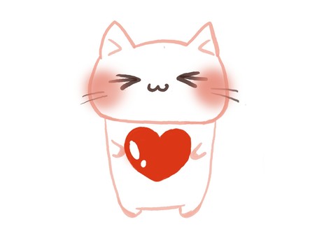 Cute cat with a heart, cat, tiny, heart, JPG