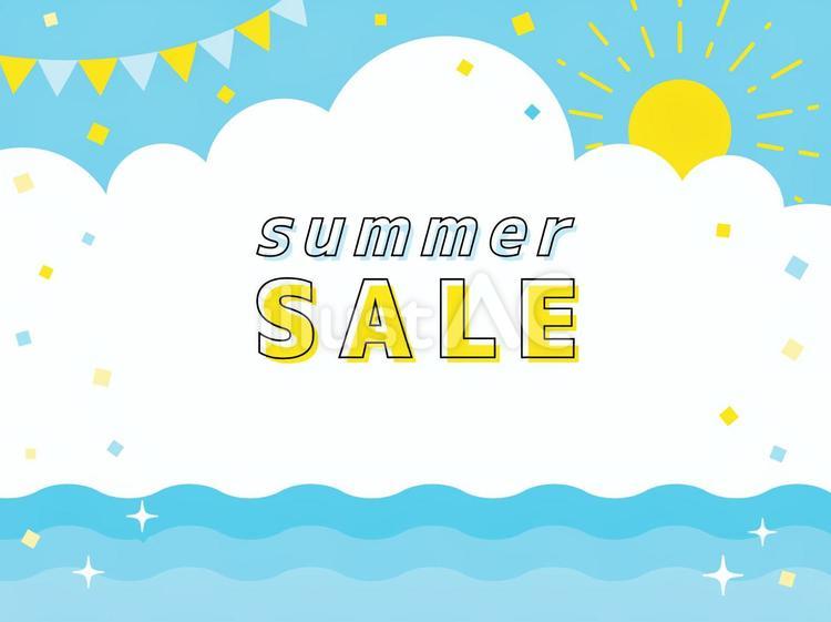 夏のSALEなどに使えるポップなフレーム 夏,ポップ,夏休みのイラスト素材