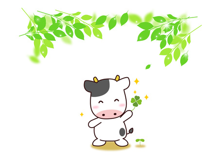 新緑とうしさん 新緑とうしさん 新緑,牛,乳牛のイラスト素材