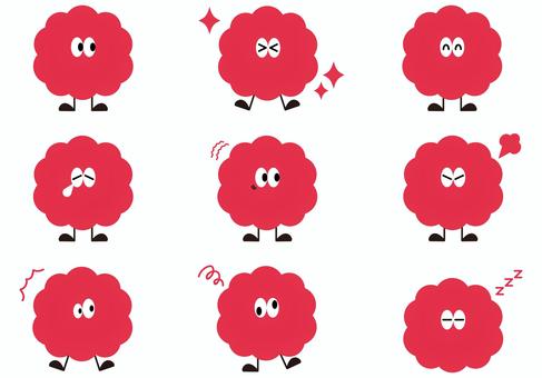 もじゃもじゃのキャラクターセット 赤