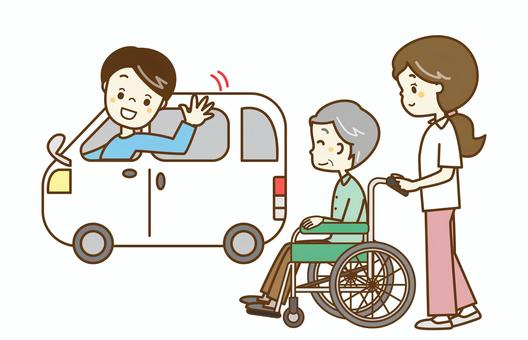 介護　お迎えが来ました 介護士,介護,介護福祉士,福祉,介護職,ヘルパー,デイサービス,デイケア,サポート,ケアマネージャーのイラスト素材