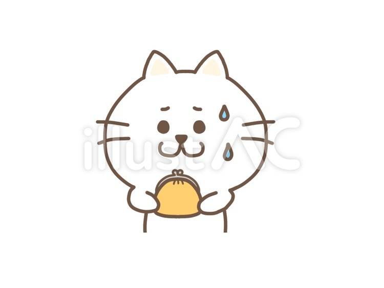 財布を持って焦るねこ 猫,白猫,財布のイラスト素材