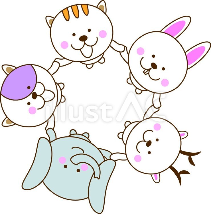 仲良し 動物,輪,ねこのイラスト素材