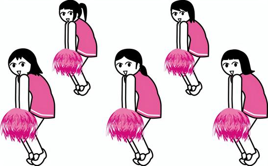 チアダンス　　 チアダンス,ソングリーディング,チーム,団体,かわいい,ポーズ,デフォルメ,女子のイラスト素材