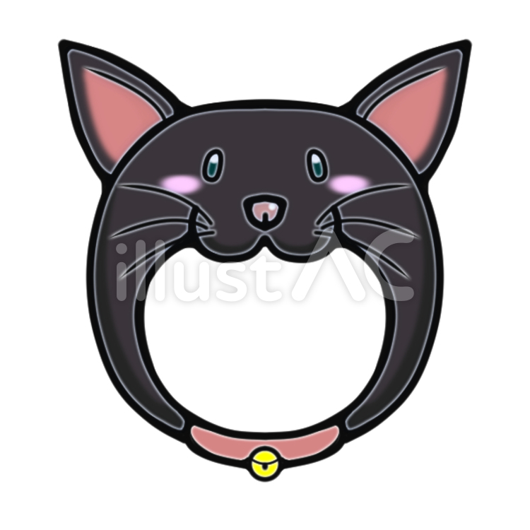顔写真合成用 猫の被り物(黒) 猫,顔ハメ,変装のイラスト素材