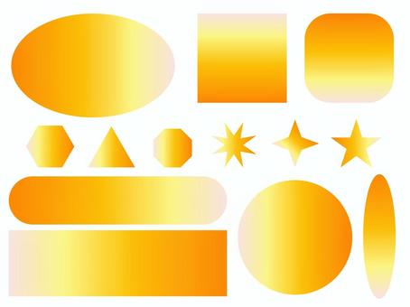 黄色のグラデーションフレームセット14 フレーム,吹き出し,見出し,タイトル,円,楕円形,四角形,長方形,正方形,三角形のイラスト素材