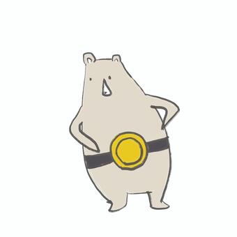 チャンピオンベルトのシロクマのイラスト クマ,チャンピオンベルト,ベルト,チャンピオン,王者,王者決定戦,優勝,1位,勝利,栄冠のイラスト素材
