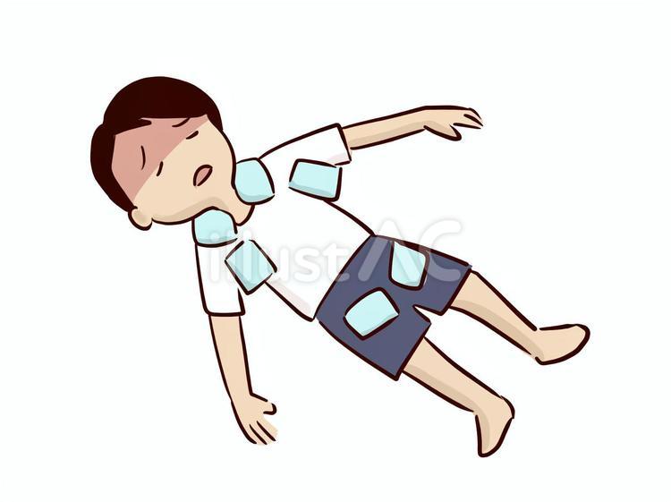 熱中症対策　身体を冷やす 男性,熱中症対策,子供のイラスト素材