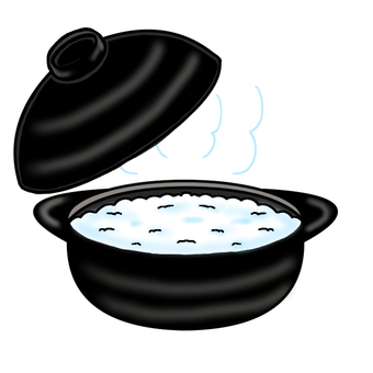 ご飯 ご飯,土鍋,炊飯,食べ物,シンプル,お米のイラスト素材