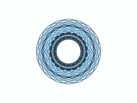 レース柄の丸　ブラック×ブルー