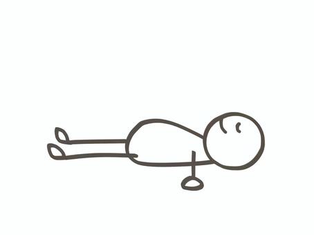 棒人間　仰向けで目を瞑る人 棒人間,人,寝る,横,眠る,睡眠,昼寝,ぐっすり,スヤスヤ,快眠のイラスト素材