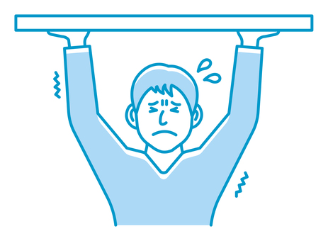 何かを持ち上げる 若い男性イラスト 支える,持ち上げる,男性,日本人,重い,人物,上半身,忍耐,負担,板のイラスト素材