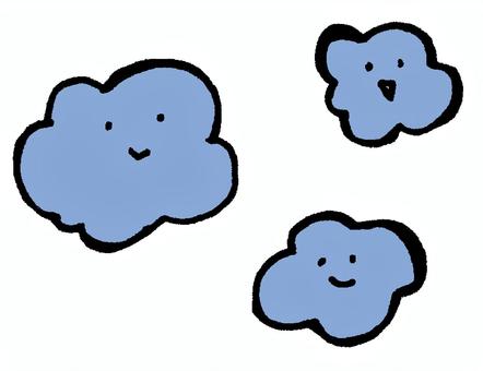 水蒸気 水蒸気,湿気,フワフワ,モコモコ,青,かわいい,ゆるい,コミカル,単純,キャラのイラスト素材