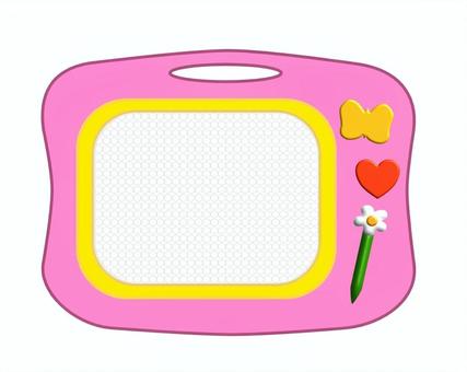 子供用お絵描きボード(ピンク) 子供,おもちゃ,お絵描き,ボード,ポップ,シンプル,植物,お花,蝶々,ハートのイラスト素材