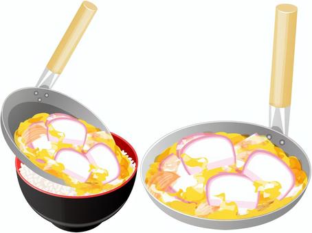 調理中のかまぼこ卵丼 調理中のかまぼこ卵丼 かまぼこ卵丼,調理,親子鍋,鍋,料理,食べ物,ちくわ,卵,玉ねぎ,ご飯のイラスト素材