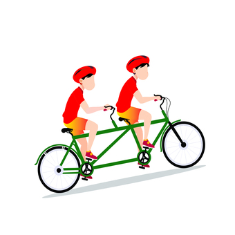 自転車 016 タンデム自転車,二人乗り自転車,サイクリング,自転車,スポーツ,チームワーク,協力,男性,ヘルメット,フィットネスのイラスト素材