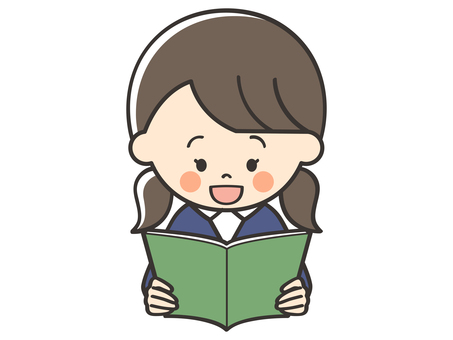 本を読む女子生徒 読書,本,読む,本読み,音読,読み聞かせ,文庫,小説,冊子,物語のイラスト素材