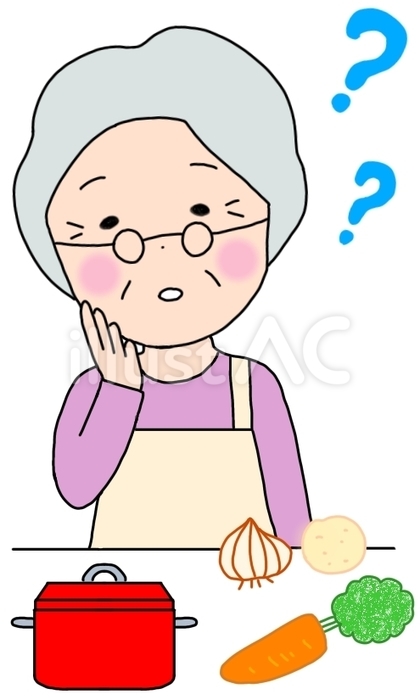 認知症で料理の手順がわからないおばあさん