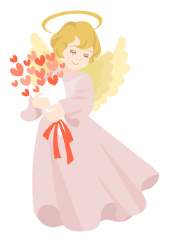 Angel with a bouquet of hearts, angel, illustration, cupid, JPG, PNG and AI